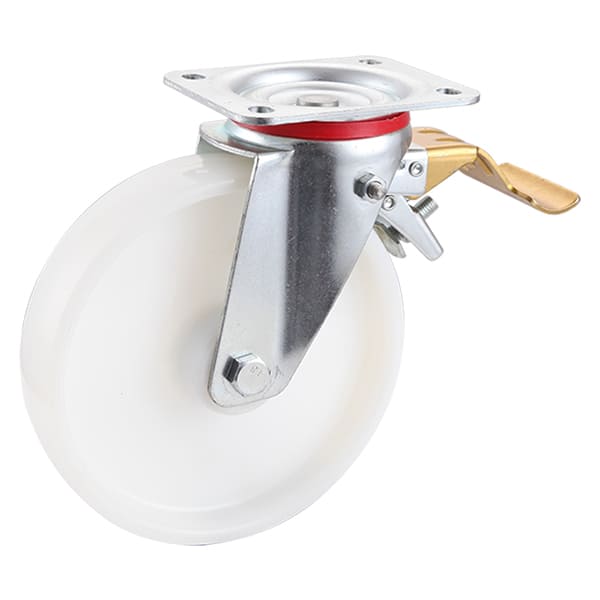 Tail Brake White Polypropylene Industrial Castors