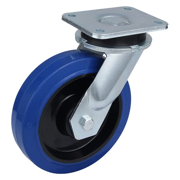 Super Heavy Duty Blue Elastic Rubber Swivel Castors