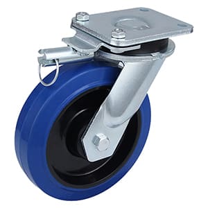 Extra Heavy Duty Blue Elastic Rubber Swivel Castors with Directional Lock