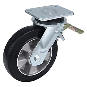 Extra Heavy Duty Black Elastic Rubber Swivel Castor Wheels with Tail Brake Manufacturers