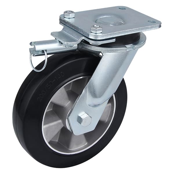 Extra Heavy Duty Black Elastic Rubber Swivel Castor Wheels with Directional Lock