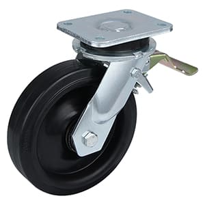 Extra Heavy Duty Tail Brake Castors with Black Elastic Rubber at Taishan