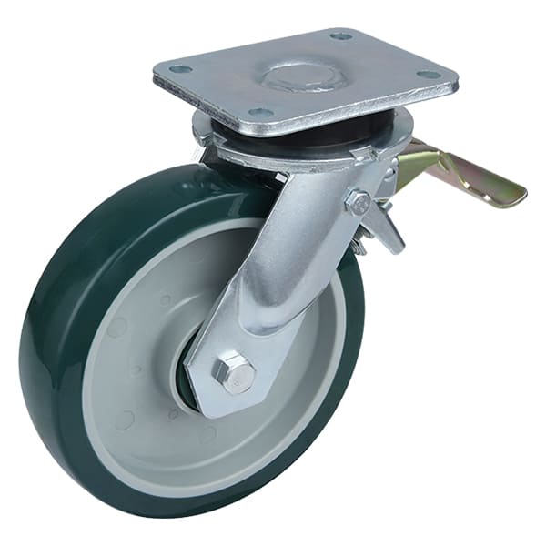 Extra Heavy Duty Injection Polyurethane Tail Brake Castors Taishan Supply