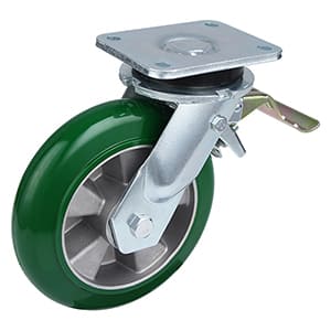 Extra Heavy Load Round Elastic Polyurethane Tail Brake Castor Wheels
