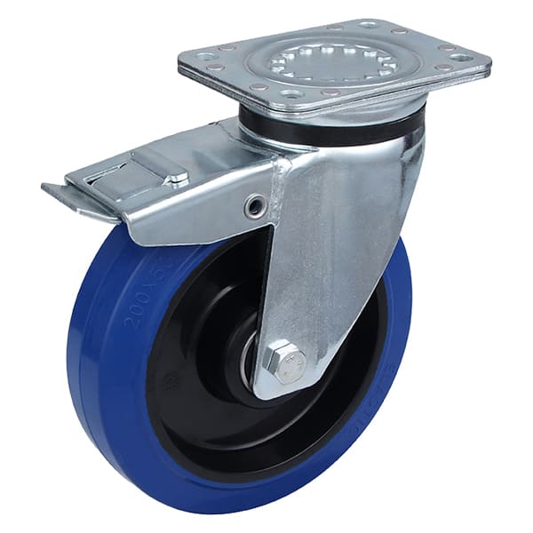 Heavy Duty Elastic Rubber Total Brake Castor Wheels from Taishan Manufacturer