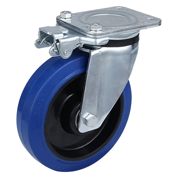 Heavy Duty Elastic Rubber Castor Wheels with Directional Lock