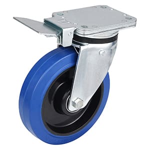 Heavy Load Central Brake Castor Wheels with Elastic Rubber Wheel China Wholesale
