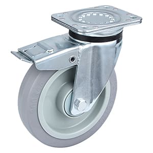 Heavy Duty Grey Elastic Rubber Total Brake Castors Sale Price