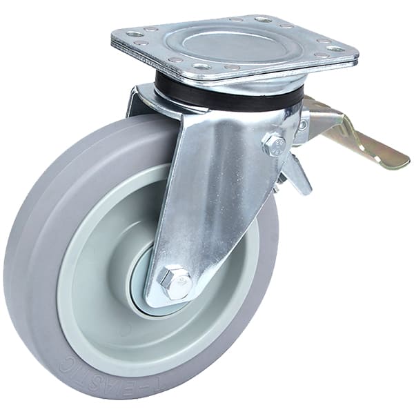 Heavy Duty Grey Elastic Rubber Tail Brake Castor Wheels Taishan Company