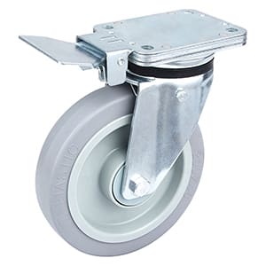 Heavy Duty Grey Elastic Rubber Central Brake Castor Wheels Taishan Manufacturer