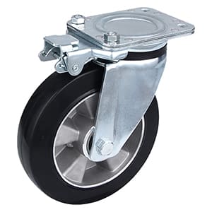 Heavy Load Black Elastic Rubber Directional Lock Castor Wheels Up to 500Kg