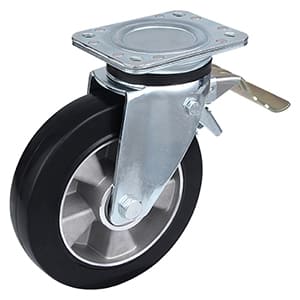 Heavy Load Black Elastic Rubber Tail Brake Castor Wheels China Supply