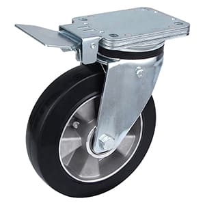 Heavy Load Black Elastic Rubber Central Brake Castor Wheels Taishan Wholesale