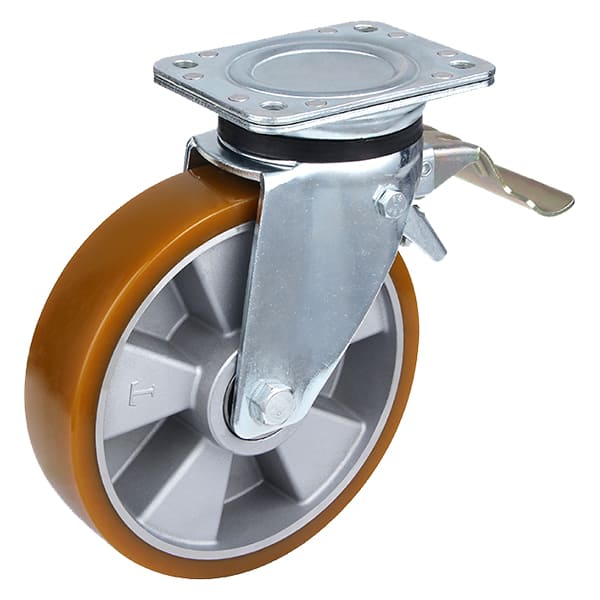 Heavy Equipment Casting Polyurethane Tail Brake Castor Wheels Manufacturers
