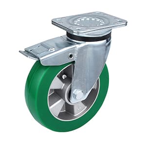 Heavy Industrial Elastic Polyurethane Total Brake Castor Wheels for Dolly