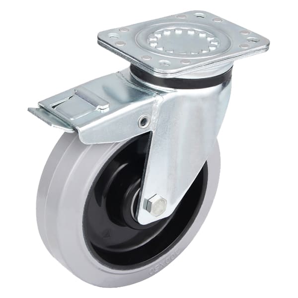 Heavy Weight Elastic Rubber Total Lock Castor Wheels