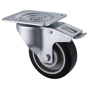 Excellent Quality Industrial Black Elastic Rubber Total Brake Castors China Factory