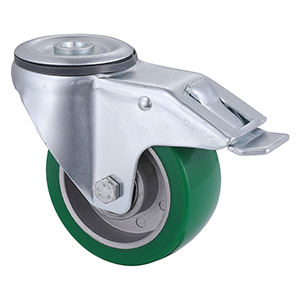 Excellent Quality Industrial Polyurethane Bolt Hole with Total Brake Castor Wheels Taishan Factory