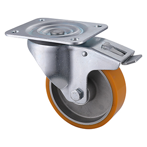 Popular Industrial Yellow Polyurethane Total Brake Castors Vendor