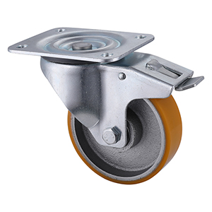Industry Leading Industrial Yellow Polyurethane Total Brake Castors Dealer