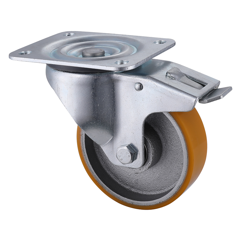Industry Leading Industrial Yellow Polyurethane Total Brake Castors Dealer