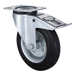 Excellent Quality Industrial Black Super Elastic Rubber Total Brake Castors Bulk