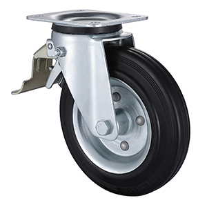 Excellent Quality Industrial Black Super Elastic Rubber Tail Brake Castors Wholesale