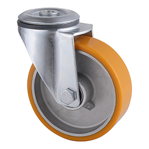 Hight Quality Industrial Yellow Polyurethane Bolt Hole Castors Wholesale