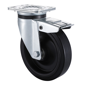 Popular Heavy Weight Black Elastic Rubber Total Brake Castor from China Supplier