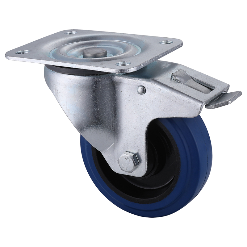 Popular Industrial Blue Elastic Rubber Total Brake Castor Wheels Manufacturer